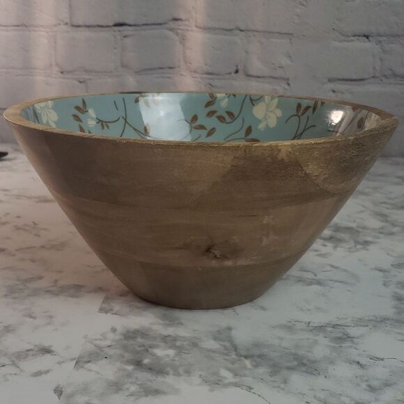 Blue Floral Wooden Bowl - Picture 4 of 9